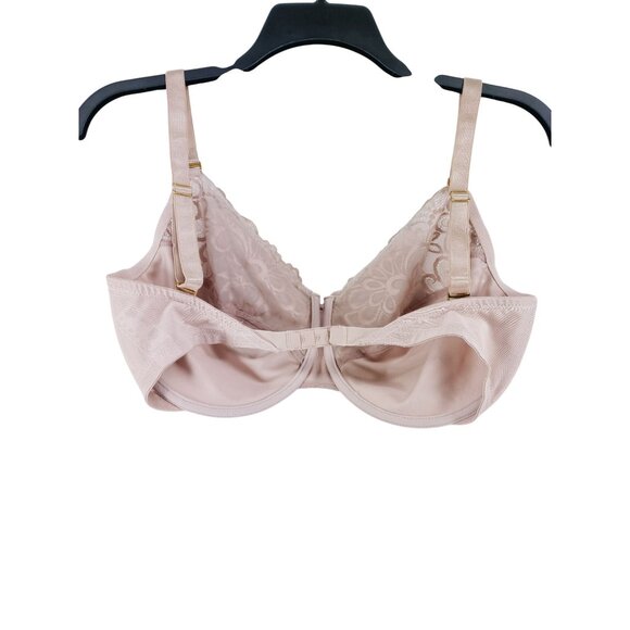 Glamorise Womens Tan Lace Underwire Full Figure Bra Size 40F - Picture 2 of 6